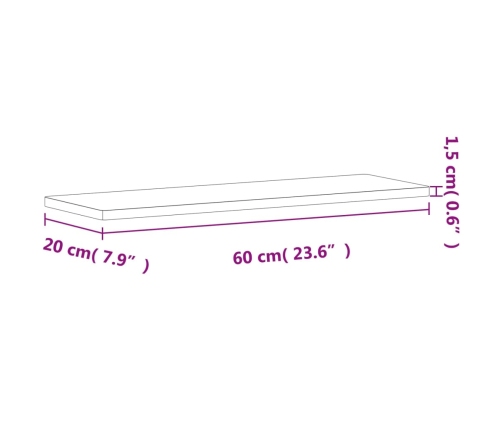 vidaXL Estante de pared madera maciza de haya 60x20x1,5 cm