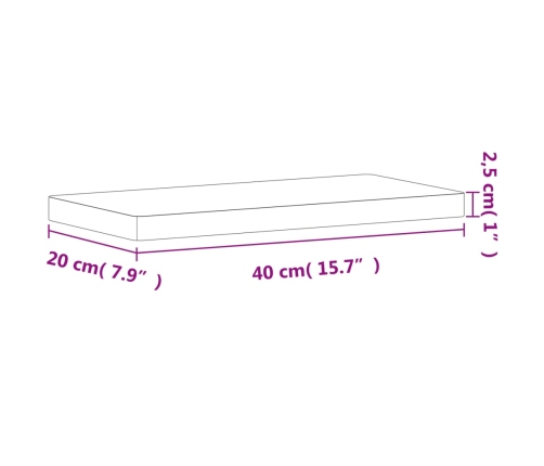 Estante de pared madera maciza de haya 40x20x2,5 cm