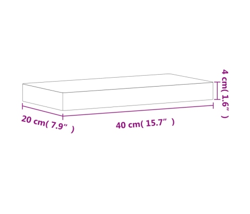 vidaXL Estante de pared madera maciza de haya 40x20x4 cm