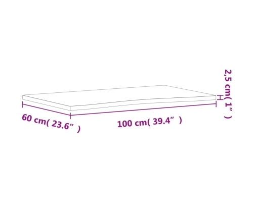 Tablero de escritorio madera maciza de haya 100x(55-60)x2,5 cm