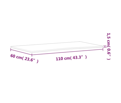 Tablero de escritorio madera maciza de haya 110x(55-60)x1,5 cm