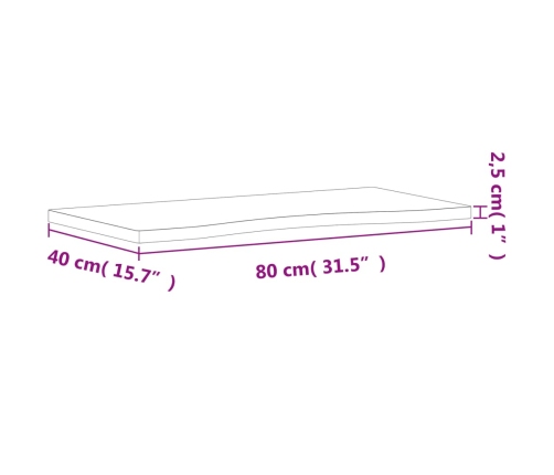 Tablero de escritorio madera maciza de haya 80x(36-40)x2,5 cm