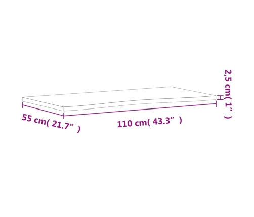 Tablero de escritorio madera maciza de haya 110x(50-55)x2,5 cm