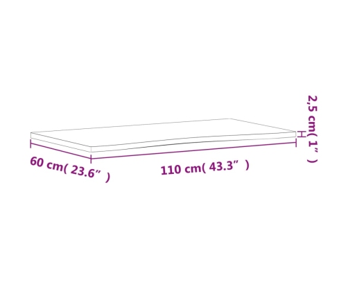 Tablero de escritorio madera maciza de haya 110x(55-60)x2,5 cm