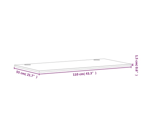 Tablero de escritorio madera maciza de haya 110x55x1,5 cm