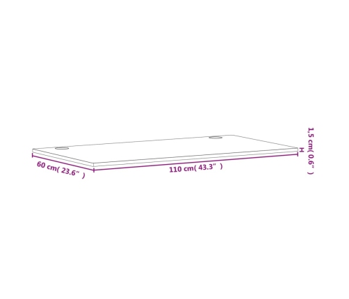 Tablero de escritorio madera maciza de haya 110x60x1,5 cm