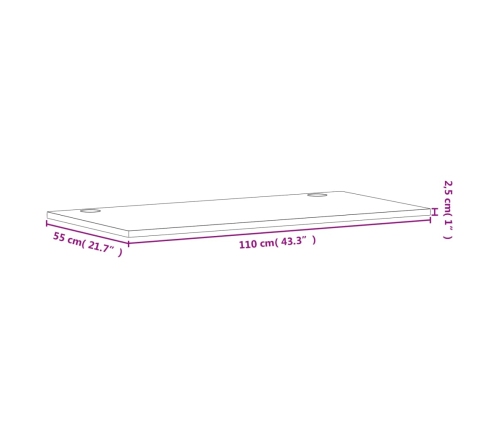 Tablero de escritorio madera maciza de haya 110x55x2,5 cm