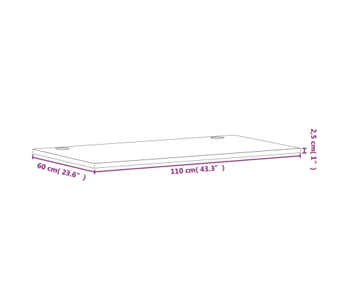 Tablero de escritorio madera maciza de haya 110x60x2,5 cm