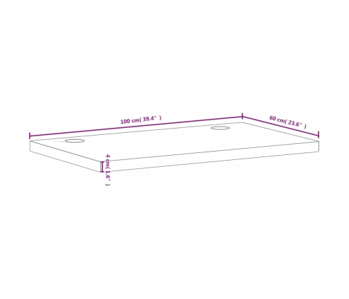 Tablero de escritorio madera maciza de haya 100x60x4 cm