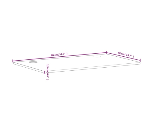 Tablero de escritorio madera maciza de haya 80x40x1,5 cm