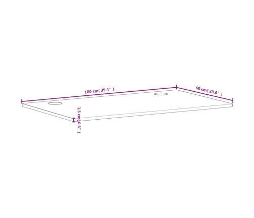 Tablero de escritorio madera maciza de haya 100x60x1,5 cm