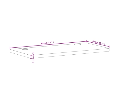 Tablero de escritorio madera maciza de haya 80x40x2,5 cm