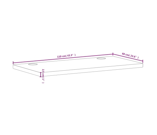 Tablero de escritorio madera maciza de haya 110x60x2,5 cm