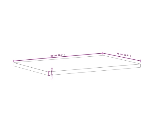 Tablero de escritorio madera maciza de haya 80x55x2,5 cm