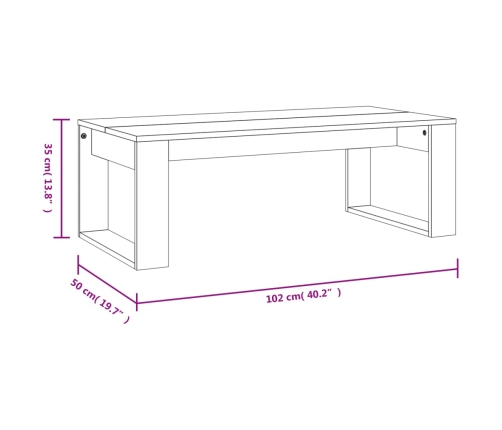 Mesa de centro madera de ingeniería blanco 102x50x35 cm