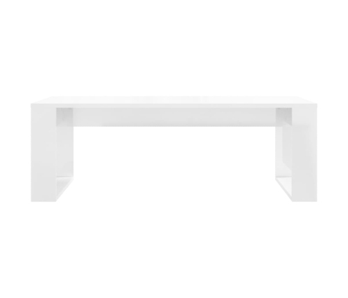 Mesa de centro madera de ingeniería blanco brillo 102x50x35 cm