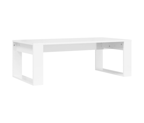 Mesa de centro madera de ingeniería blanco brillo 102x50x35 cm