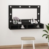 Mueble con espejo y LED negro 90x31,5x62 cm