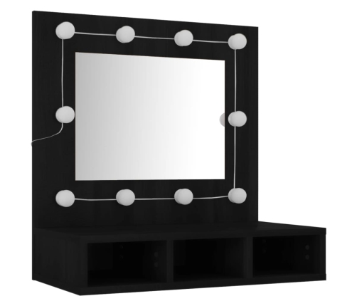 Mueble con espejo y LED negro 60x31,5x62 cm