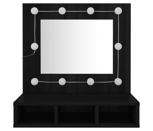 Mueble con espejo y LED negro 60x31,5x62 cm