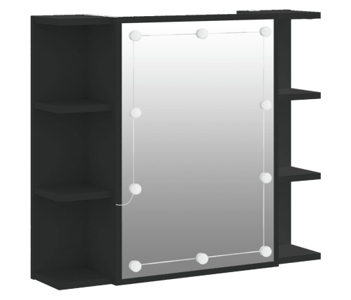 Mueble con espejo y LED negro 70x16,5x60 cm