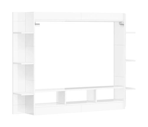 Mueble de TV madera de ingeniería blanco brillo 152x22x113 cm