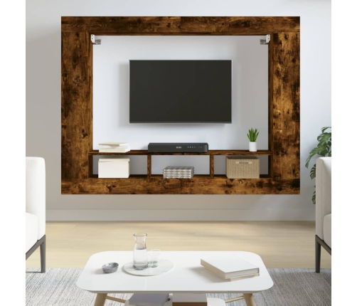 Mueble para TV madera de ingeniería roble ahumado 152x22x113 cm