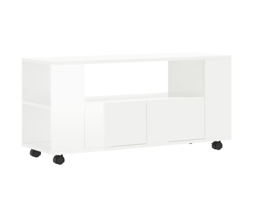 Mueble de TV madera de ingeniería blanco brillo 102x34,5x43 cm