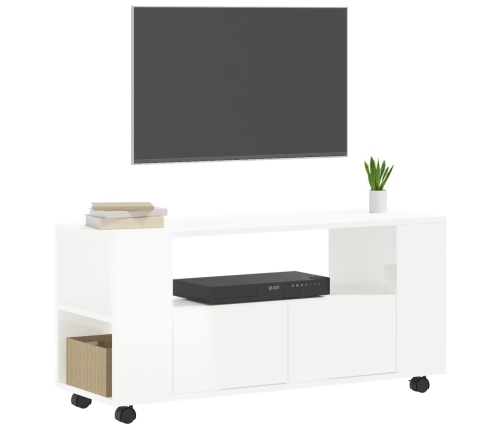 Mueble de TV madera de ingeniería blanco brillo 102x34,5x43 cm