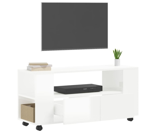 Mueble de TV madera de ingeniería blanco brillo 102x34,5x43 cm