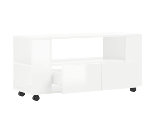 Mueble de TV madera de ingeniería blanco brillo 102x34,5x43 cm