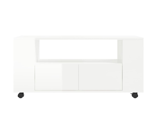 Mueble de TV madera de ingeniería blanco brillo 102x34,5x43 cm