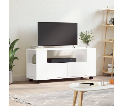 Mueble de TV madera de ingeniería blanco brillo 102x34,5x43 cm