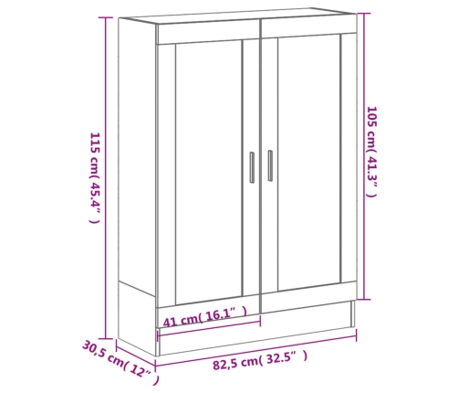 Armario libros madera de ingeniería roble humo 82,5x30,5x115 cm