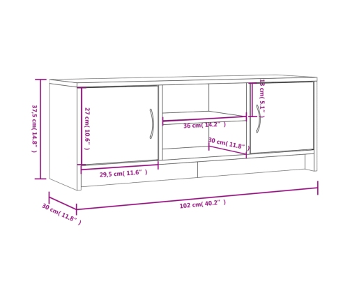 vidaXL Mueble de TV madera de ingeniería blanco 102x30x37,5 cm