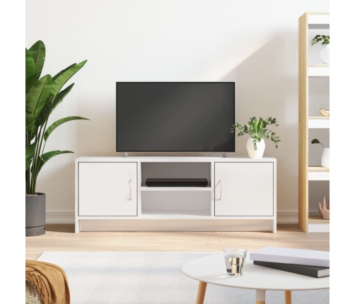 Mueble de TV madera de ingeniería blanco brillo 102x30x37,5 cm