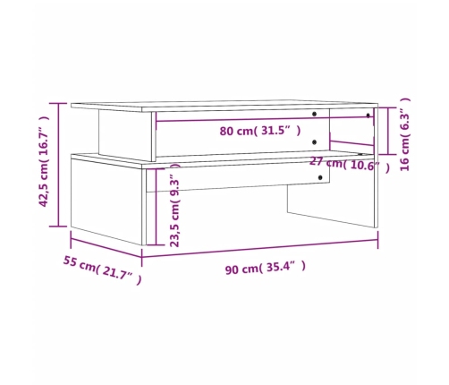 Mesa de centro madera de ingeniería negro 90x55x42,5 cm