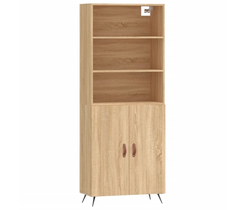 Aparador alto madera contrachapada color roble 69,5x34x180 cm