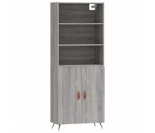 Aparador alto madera contrachapada gris sonoma 69,5x34x180 cm