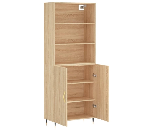 Aparador alto madera contrachapada color roble 69,5x34x180 cm