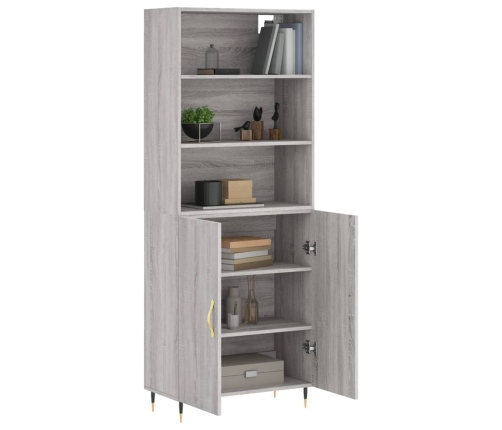 Aparador alto madera contrachapada gris sonoma 69,5x34x180 cm