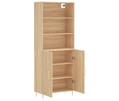 Aparador alto madera contrachapada color roble 69,5x34x180 cm