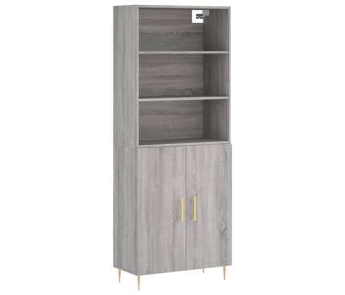 Aparador alto madera contrachapada gris sonoma 69,5x34x180 cm