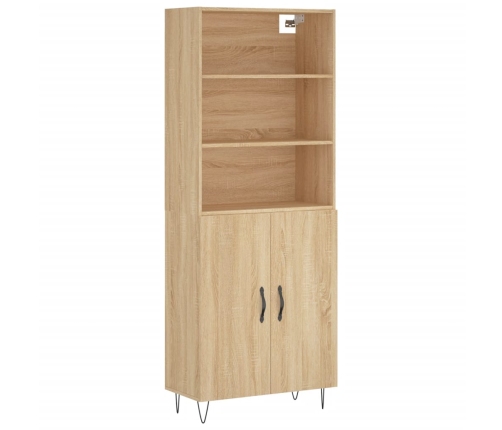 Aparador alto madera contrachapada color roble 69,5x34x180 cm