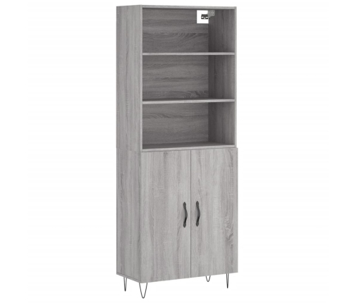 Aparador alto madera contrachapada gris sonoma 69,5x34x180 cm