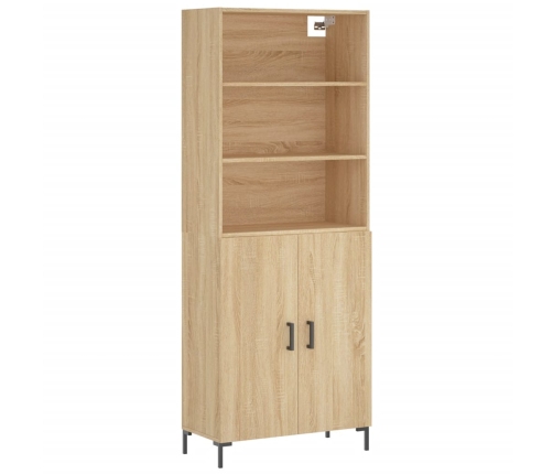 Aparador alto madera contrachapada color roble 69,5x34x180 cm