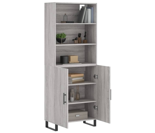 Aparador alto madera contrachapada gris sonoma 69,5x34x180 cm