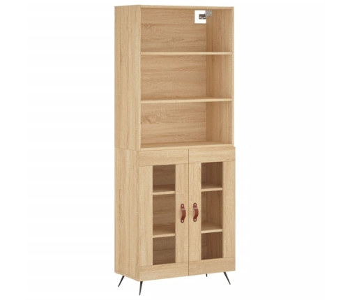 Aparador alto madera contrachapada color roble 69,5x34x180 cm