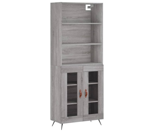 Aparador alto madera contrachapada gris sonoma 69,5x34x180 cm