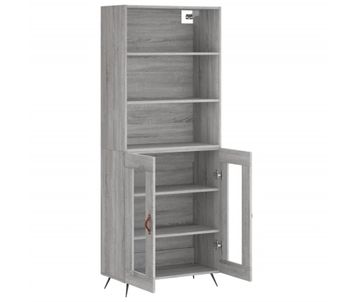 Aparador alto madera contrachapada gris sonoma 69,5x34x180 cm